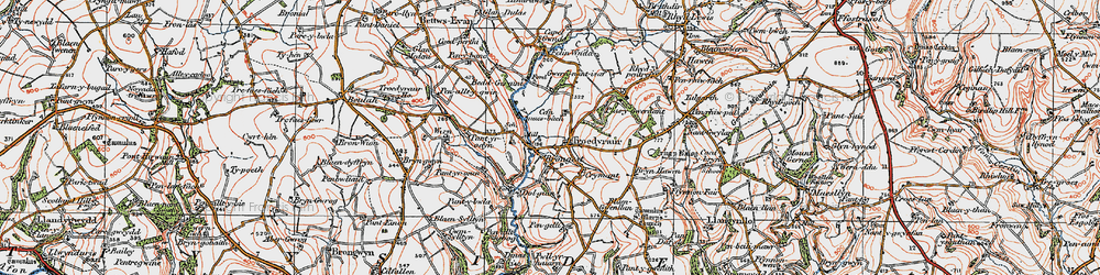 Old map of Troedyraur in 1923