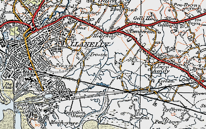 Old map of Trostre in 1923
