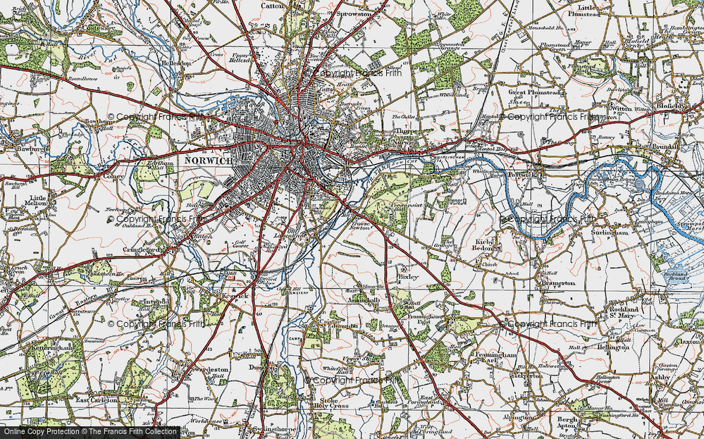 Old Map of Trowse Newton, 1922 in 1922