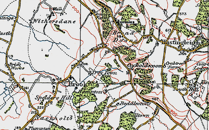 Old map of Broad Downs in 1921