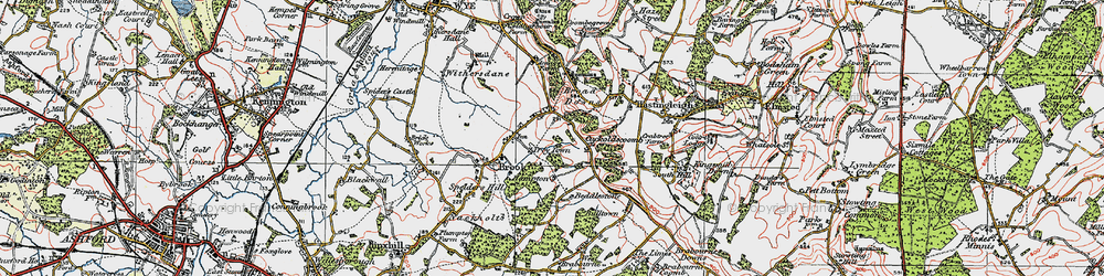 Old map of Broad Downs in 1921