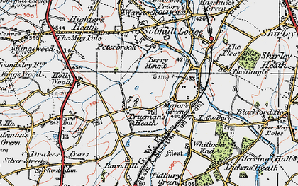 Old map of Trueman's Heath in 1921