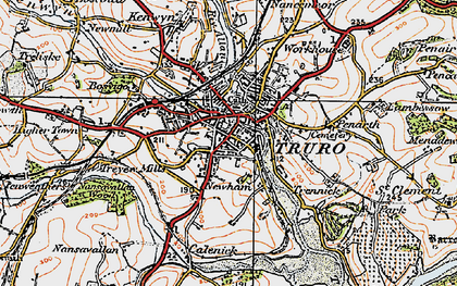 Old map of Truro in 1919