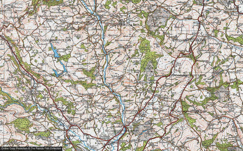 Old Map of Historic Map covering Whiteway Wood in 1919