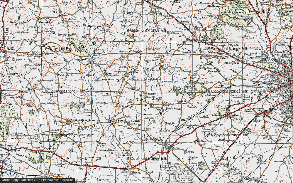 Old Map of Trusley, 1921 in 1921