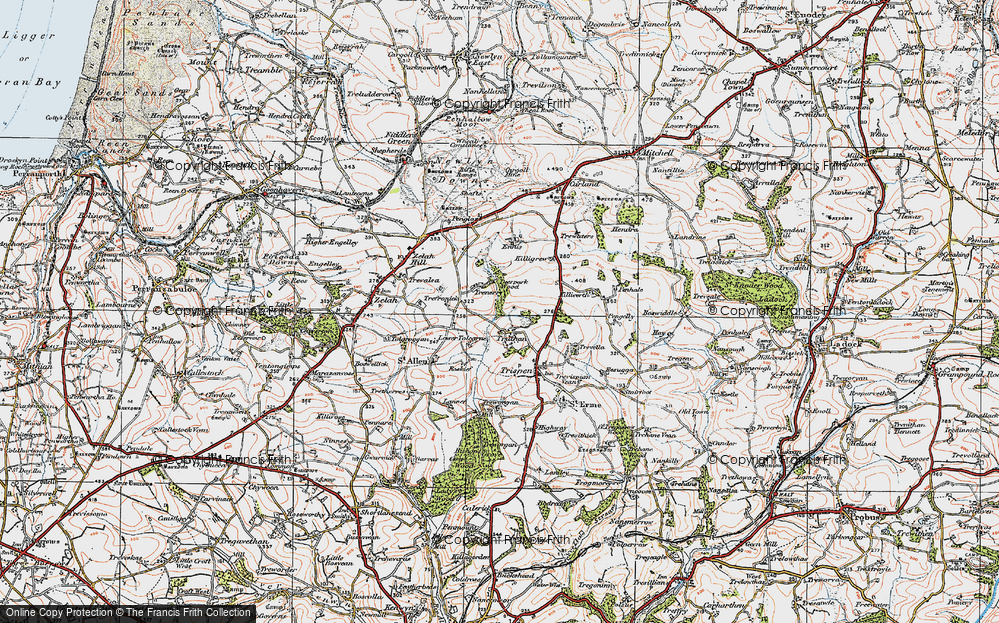 Old Map of Historic Map covering Tolcarne in 1919
