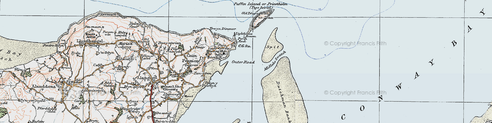 Old map of Trwyn Penmon in 1922