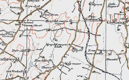 Old map of Bryn-gwyddon in 1922