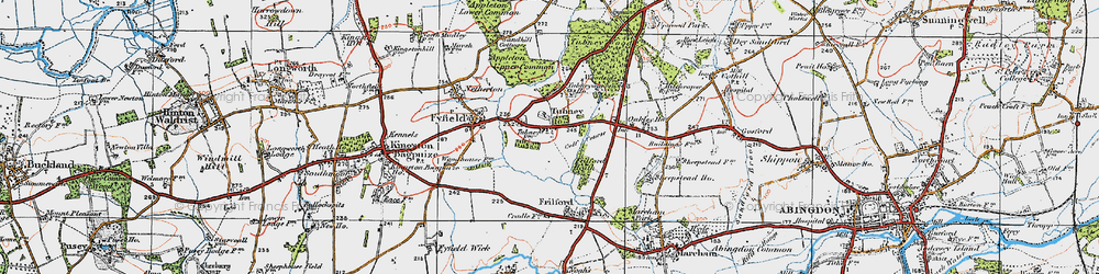 Old map of Tubney in 1919