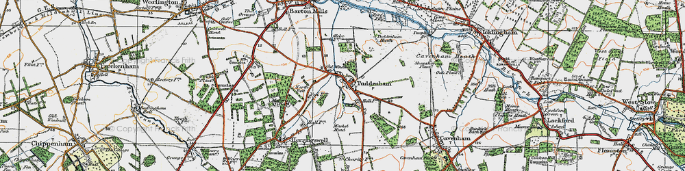 Old map of Tuddenham in 1920