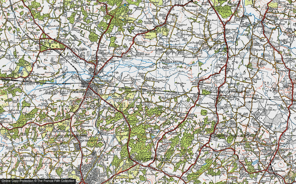 Old Map of Tudeley, 1920 in 1920
