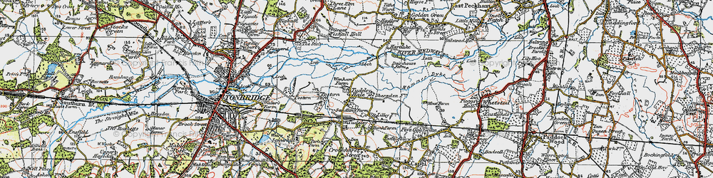 Old map of Tudeley Hale in 1920
