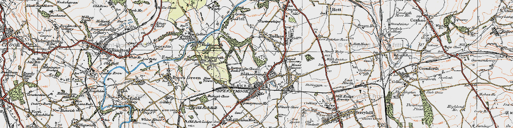 Old map of Tudhoe Grange in 1925