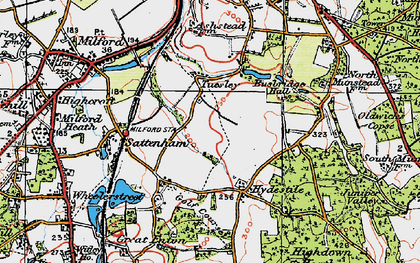 Old map of Busbridge Lakes in 1920