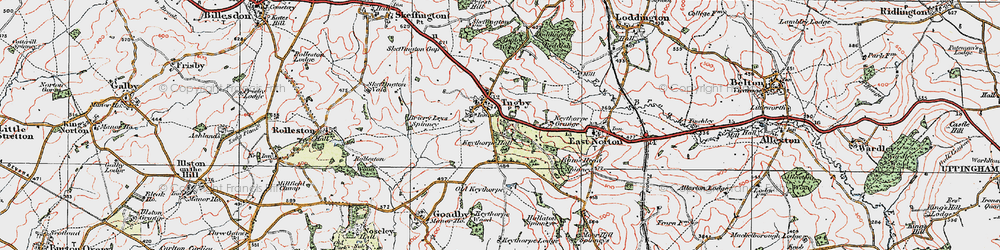 Old map of Tugby in 1921