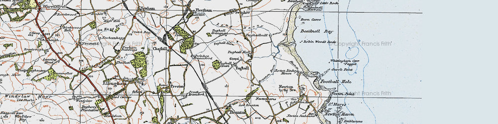 Old map of Brunton in 1926
