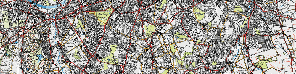 Old map of Tulse Hill in 1920