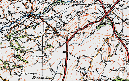 Old map of Tumble in 1923