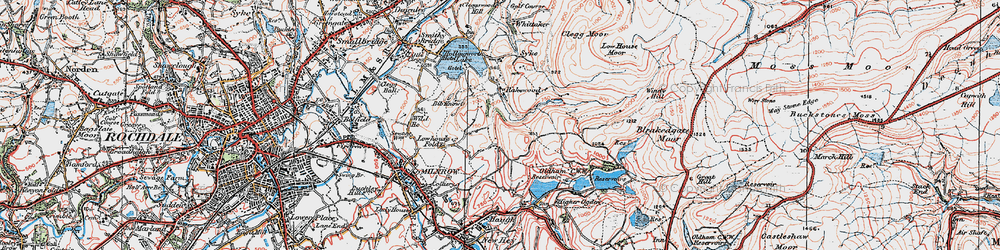 Old map of Tunshill in 1924