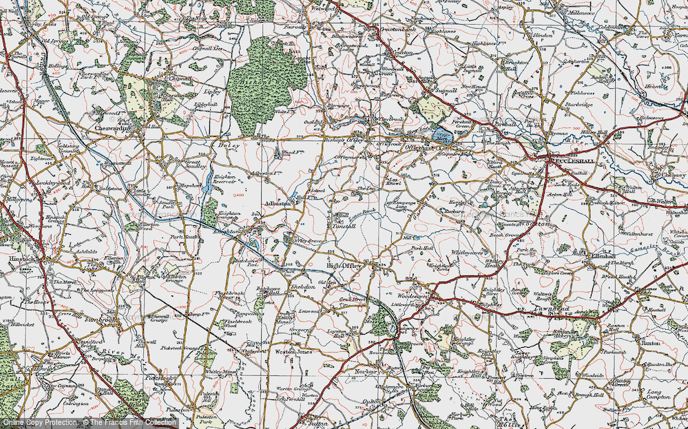 Old Map of Historic Map covering Lea, The in 1921