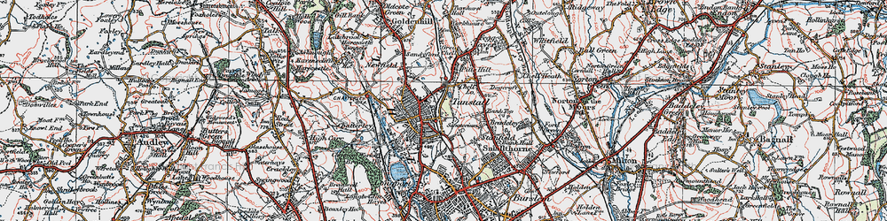 Old map of Tunstall in 1921