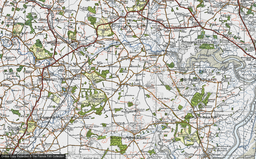 Old Map of Tunstall, 1921 in 1921