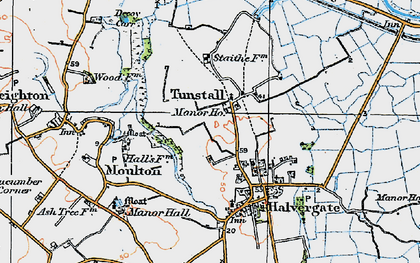 Old map of Tunstall in 1922