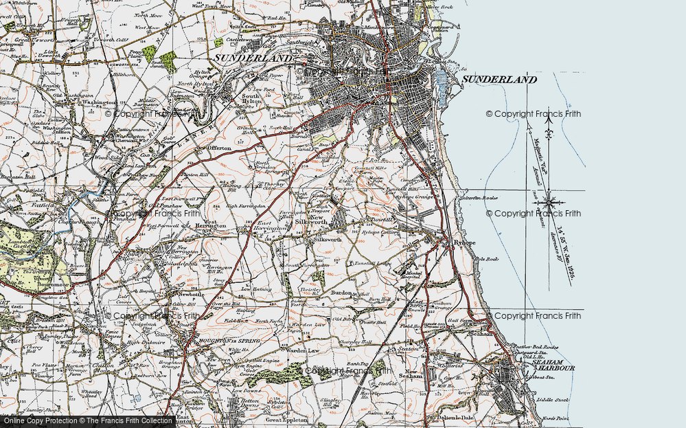 Old Map of Tunstall, 1925 in 1925