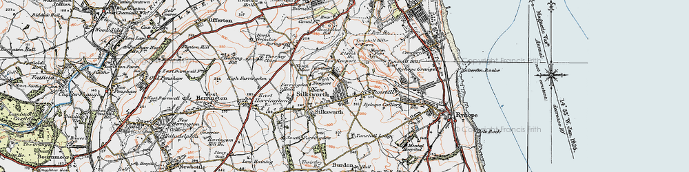 Old map of Tunstall in 1925