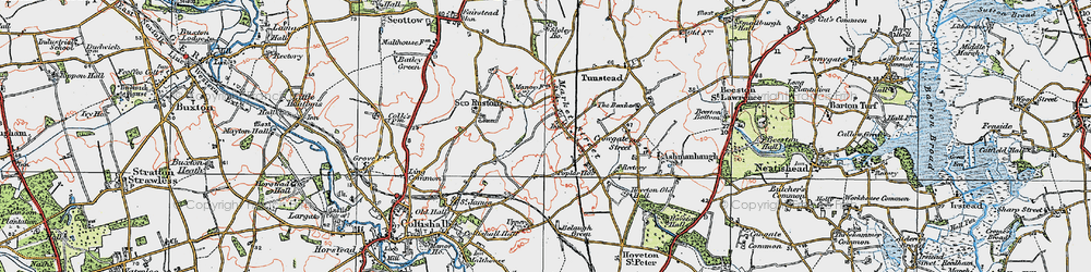 Old map of Tunstead in 1922