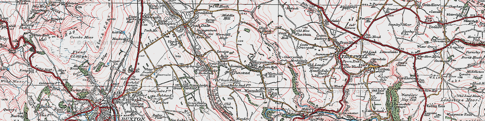 Old map of Tunstead in 1923