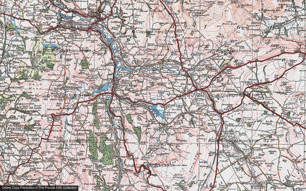 Old Map of Tunstead Milton, 1923 in 1923