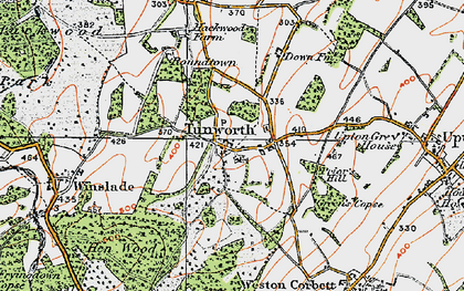 Old map of Tunworth in 1919