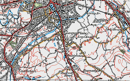 Old map of Turf Hill in 1924
