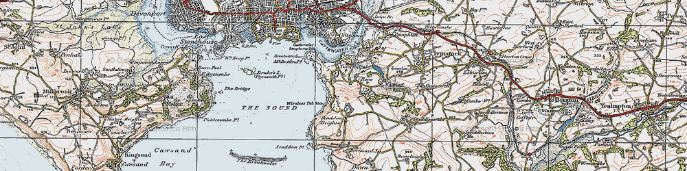 Old map of Turnchapel in 1919