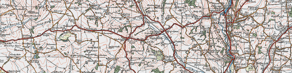 Old map of Turnditch in 1921