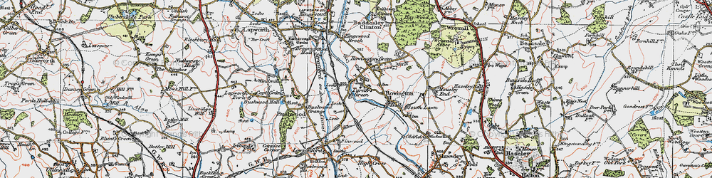 Old map of Bushwood Grange in 1919
