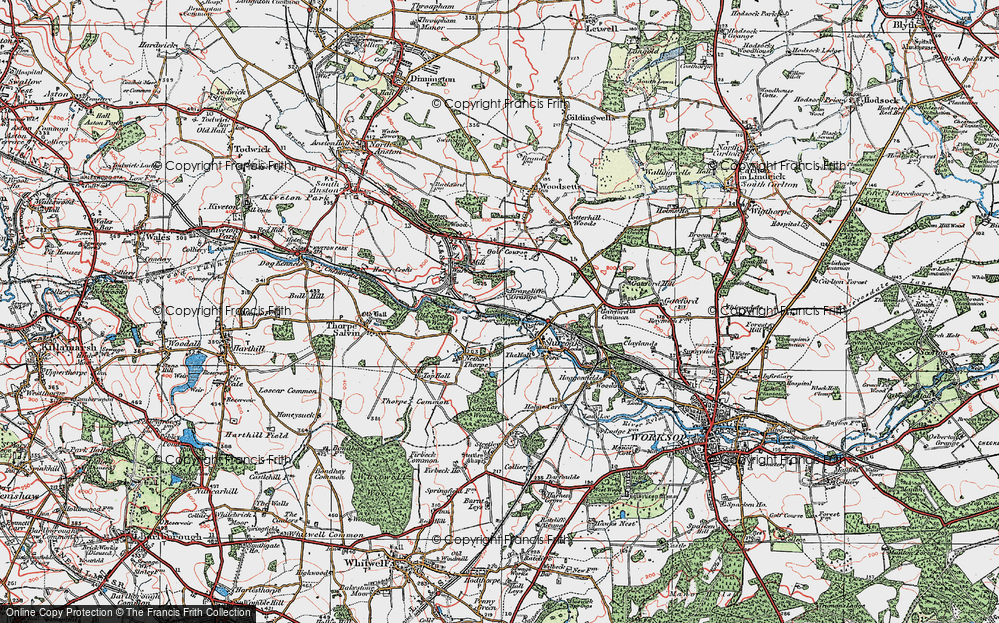 Old Map of Historic Map covering Brancliffe Grange in 1923
