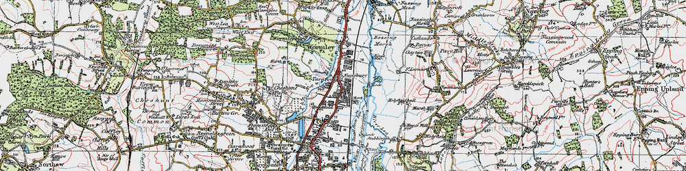 Old map of Turnford in 1920