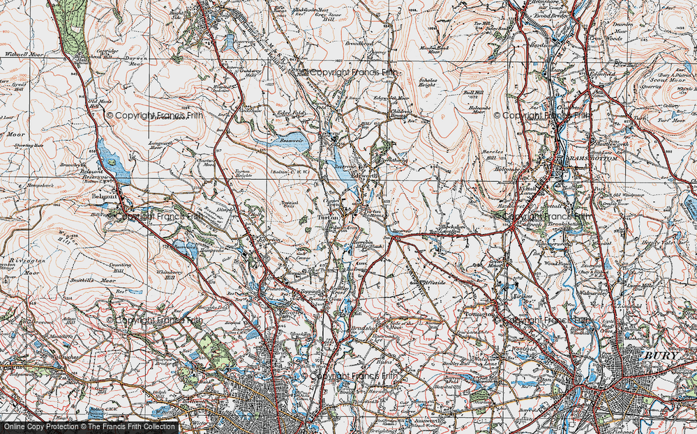 Old Map of Turton Bottoms, 1924 in 1924