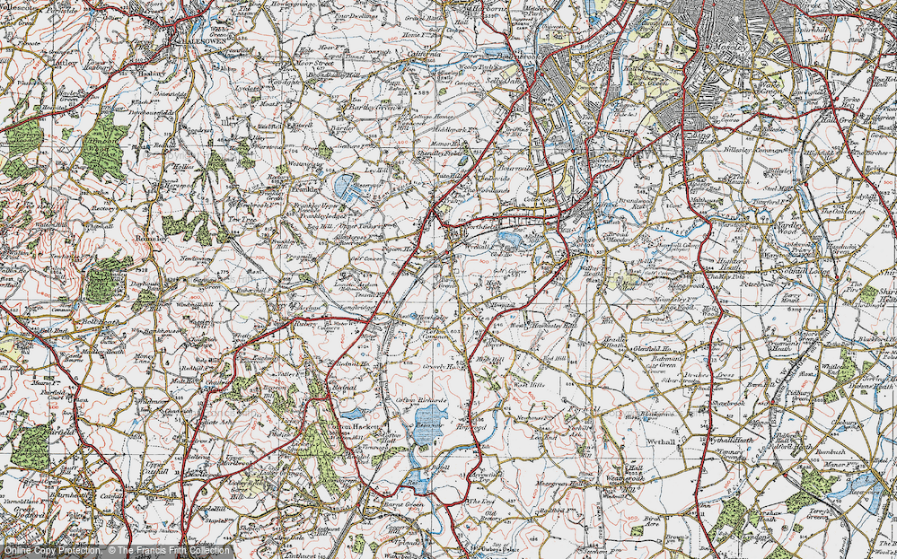 Old Map of Turves Green, 1921 in 1921