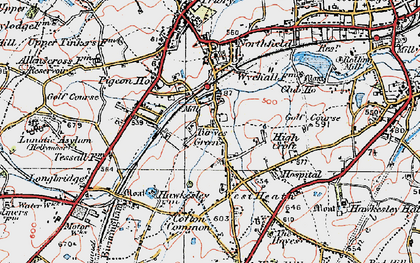 Old map of Turves Green in 1921