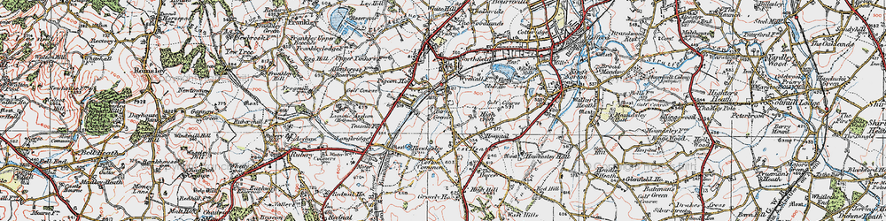 Old map of Turves Green in 1921