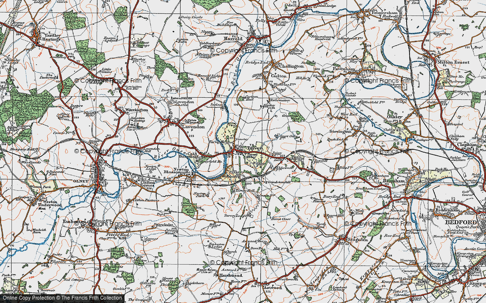 Old Map of Turvey, 1919 in 1919