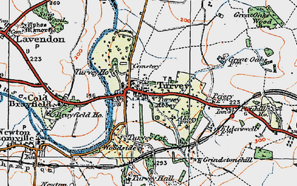 Old map of Turvey in 1919