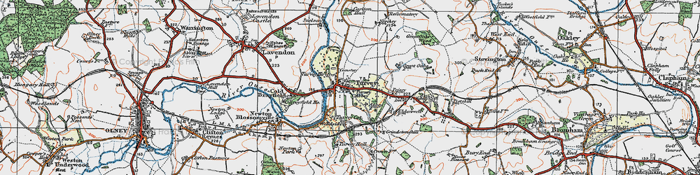 Old map of Turvey in 1919