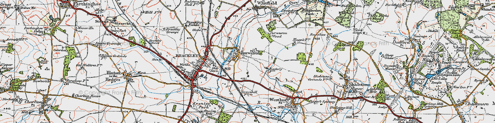 Old map of Turweston in 1919