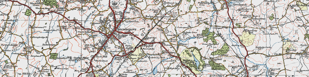 Old map of Tutnall in 1919