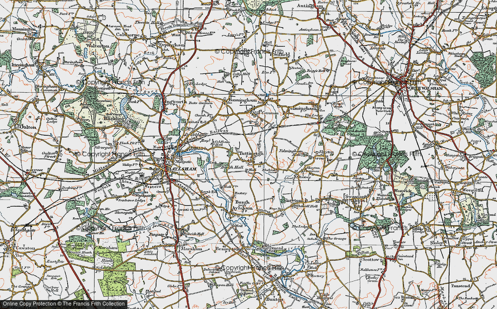 Old Map of Tuttington, 1922 in 1922