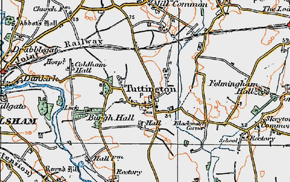 Old map of Tuttington in 1922